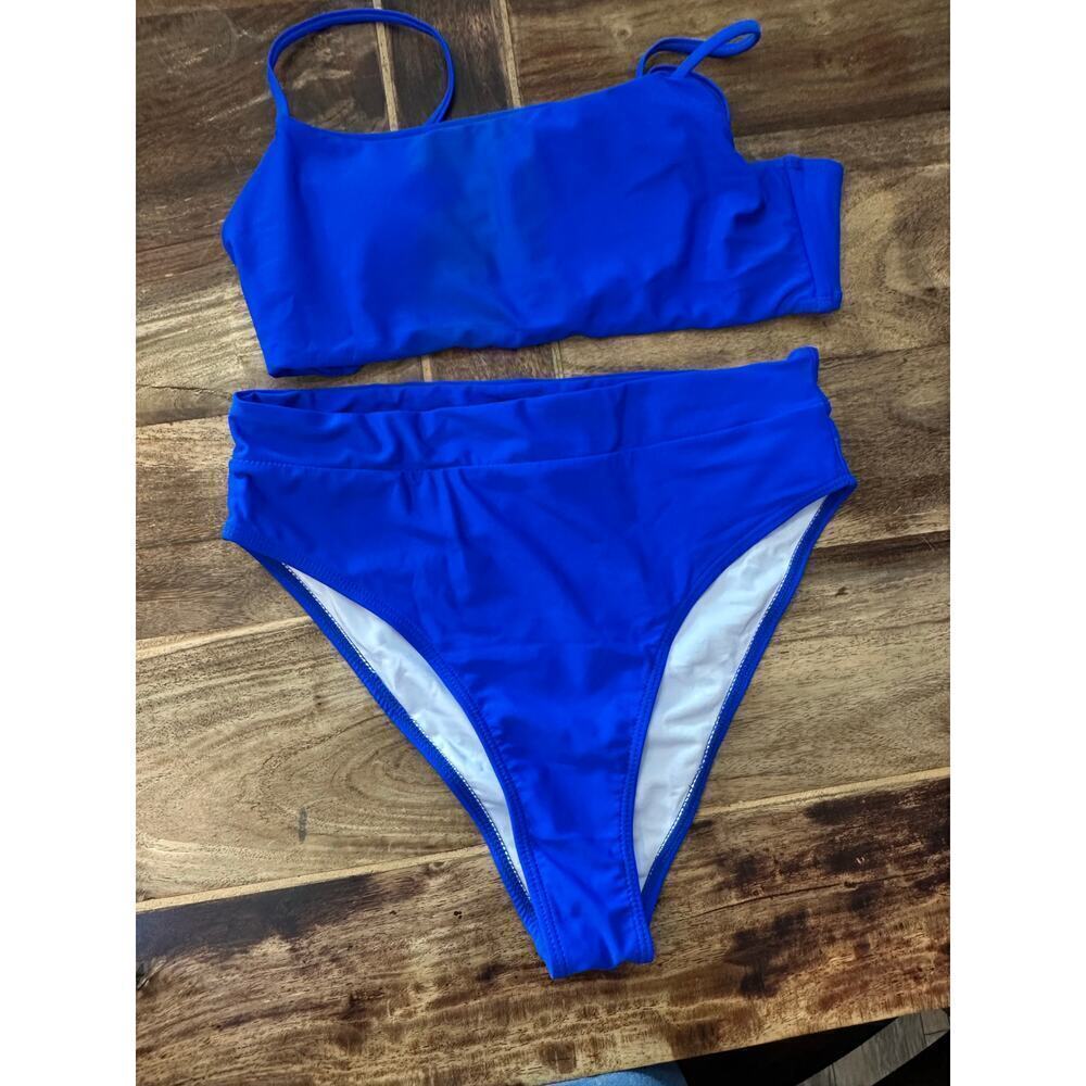 Women's Royal Blue Bikini Top & Bikini Swim Bottom 2 Piece Set Size Medium